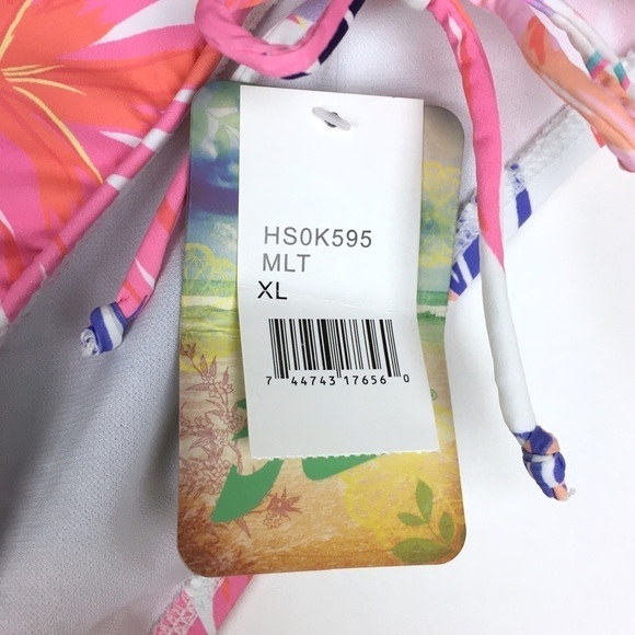 HOBIE Bikini Bottom Swim Swimsuit Floral Tropical Surf Adjustable Size XL NWT - Picture 3 of 9